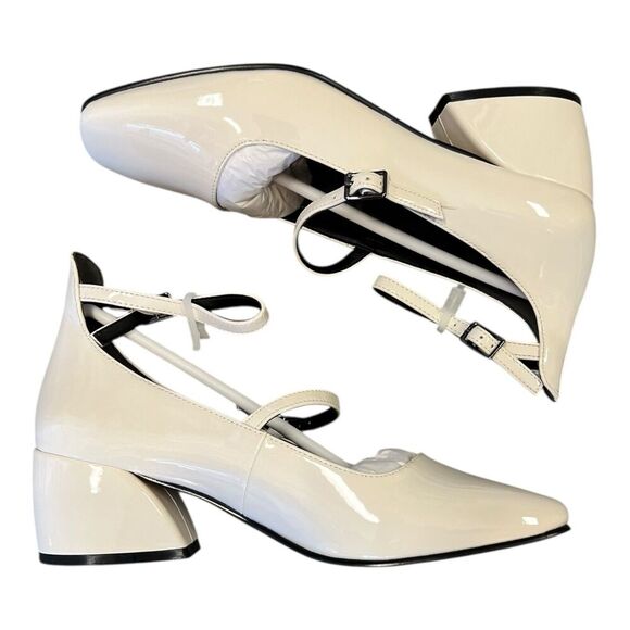 Lisa Vicky Winter White Patent PU Savvy Ankle Strap Pump 7 - Picture 1 of 5